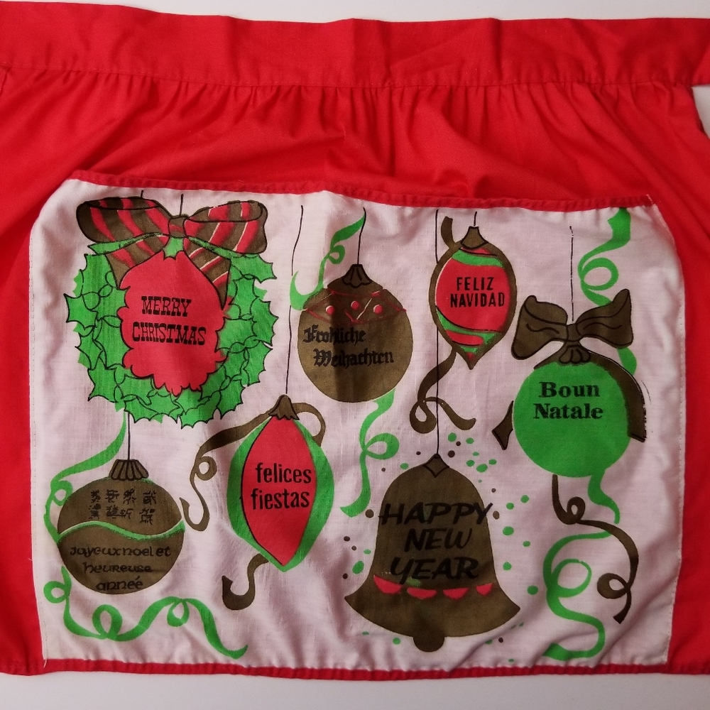 Vintage hand painted Christmas half apron - Picture 5 of 5